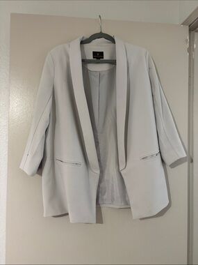 Worthington Light Gray Open-Front Shawl Blazer